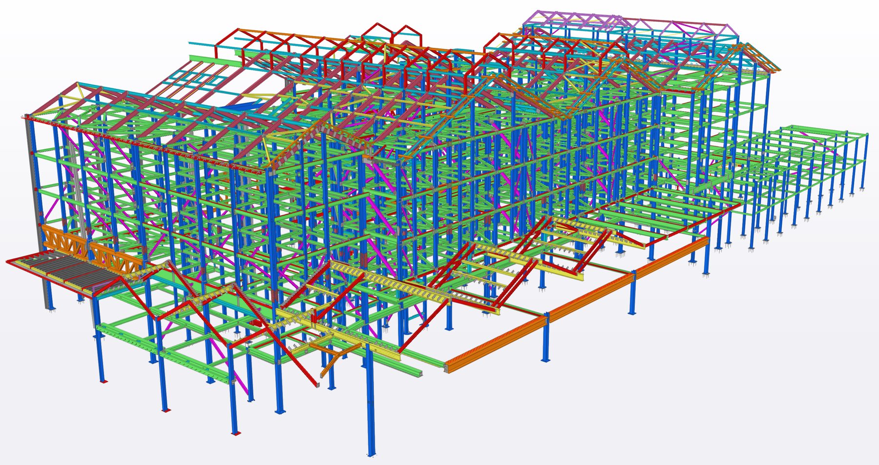 Tekla model of the University of Oxford steel frame